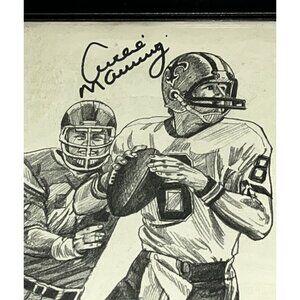 Vtg 1981 Archie Manning Autographed New Orleans Saints Framed Sharpie Signed